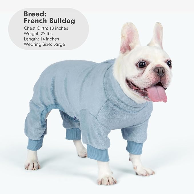 cyeollo Dog Pajamas XXX-Large, Stretchable Fleece Pet Onesie Coat for Large Sized Dogs Warm Doggie Jumpsuit Soft Cold Weather Dog Clothes Outfits, Light Blue XXXL