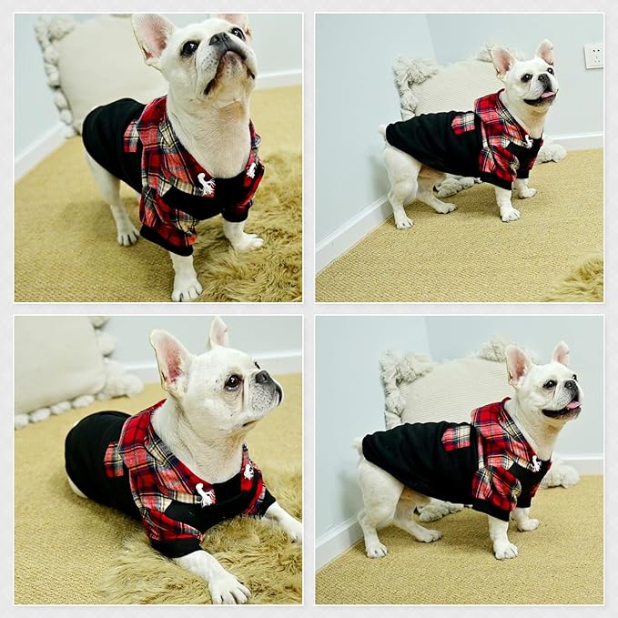 Plaid Dog Hoodie - Warm Sweatshirt with Hat & Leash Hole, Soft Fleece Pullover for Small to Large Dogs