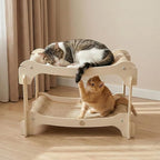 Two-Tier Sisal Cat Scratcher Bed - Large Scratching Board with Lounger Cat Scratch Pad, Sturdy Wooden Scratching Post for Indoor Kittens&Adult Cats, Easy Assemble Elevated Cats Bed Furniture