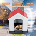 ZENY Plastic Dog House - Waterproof Dog Kennel with Air Vents and Elevated Floor All Weather Indoor Outdoor Insulated Doghouse Puppy Shelter, Easy to Assemble (Red, 28inch)