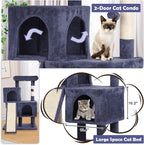Cat Tree Tower, 36 Inches Cat Condo Houseswith Scratching Posts, Ramp, Plush Perch & 2 Spacious Condos, Stable for Multiple Cats Kittens House & Small Room(Dark Grey)