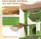68" Green Cute Cat Tree for Indoor Cats Large Adult, Tall Cat Tower with Scratching Post & Condo, Hammock, Aesthetic Cats Stand, Modern, Easy Assembly (Green, 68" Tall)