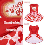 XPUDAC Valentine Dog Dress Heart Print Dog Dress for Small Dogs Girls Holiday Party Tulle Puppy Outfit Cat Apparel-XXS