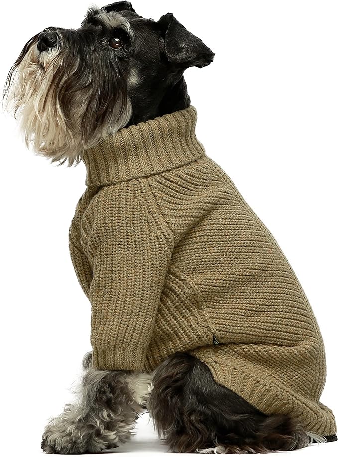 Fitwarm Thermal Knitted Dog Sweater Doggy Winter Coat Pet Clothes Doggie Turtleneck Jacket Puppy Outfits Cat Sweatsuit Sage Green X-Large