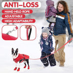 Winter Dog Coat and Snow Boots with Heavy Duty Dog Leash Waterproof Puppy Winter Jacket Cold Weather Coats Set Reflective for Small Medium Size Dogs Walking (Medium)