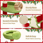 AQUILLA 55.1in Christmas Cat Tree Tower for Indoor Cats, Multi-Level Cat Condo with Sisal Scratching Posts, Cozy Hammock & Top Perches, Red & Green Holiday Pet Play House for Large Cats and Kittens