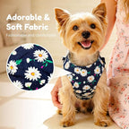 BAEJMJK Dog Harness and Leash Set with Bow Knot No Pull Pet Daisy Floral Harness with D-Ring Soft Mesh Dog Harness Vest Set Escape Proof Princess Puppy Harness for Small Girl Dogs Cats（Navy Blue S）