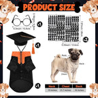 5 Pcs Dog Graduation Costume Set Include 2026 Pet Graduation Gown with Stole Puppy Grad Cap Lensless Glasses DIY Letter Stickers for Dogs Cats Holiday Costume Accessory(Black Orange,M)