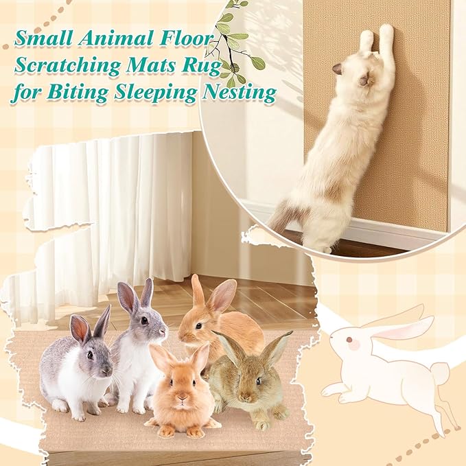 Rabbit Cuttable Scratch Mat, Bunny Toy, 78.74 * 11.81 inch Scratching Pad Rabbit Mats for Cage Cat Animal Floor Scratching Mats Rug for Biting Sleeping Nesting