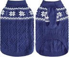 Warm Winter Dog Sweater - Cold Weather Pet Clothes for Small Medium Large Dogs Indoor Outdoor, Soft Classic Knit Puppy Apparel, Blue, ML