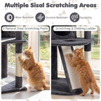 Tangkula Corner Cat Tree, Multi-Level Cat Tower with Top Perches & Cozy Condo, Natural Sisal Scratching Posts & Climbing Ladder, Playful Cat Hole & Hanging Balls, Climbing Play Center (Dark Gray)