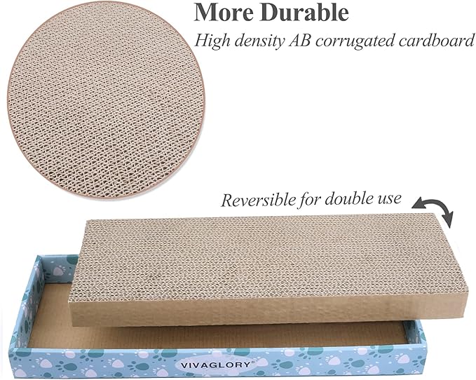 VIVAGLORY Cat Scratcher Padpal Cat Scratching Board, Cardboard Scratcher with Catnip for Indoor, Flat Scratch Board Scratch Pad Cardboard for Kitten, Narrow, 3Pack