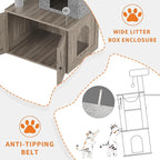Cat Tree with Litter Box Enclosure, 2-in-1 Modern Cat Tower with Scratching Posts, Multiple Platform and Large Condo, Multilevel Indoor Kitten House, Grey