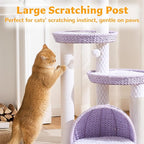 Modern Cat Tree Tower for Large Cat with Scratching Post for Indoor, 46 inch Multi-Level Cat Tower with Handwoven Beds, Cat Cave, Dangling Balls