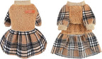 Dog Sweater Dog Winter Clothes for Small Dogs Boy Girl Fall Puppy Dress Warm Fleece Chihuahua Yorkie Teacup Doggy Sweaters Dresses for Small Dogs Girl Cat Outfits, Brown Plaid, M