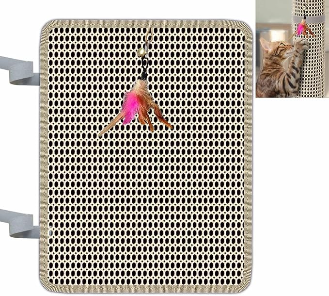 Cat Nail File Scratcher- Cat Scratch Pad with 80-Grit Aluminum Oxide, Wrap-Around Design for Cat Trees and Posts, Scratch Mat is Ideal for Trimming Cat Nails (14.64"x11.14")
