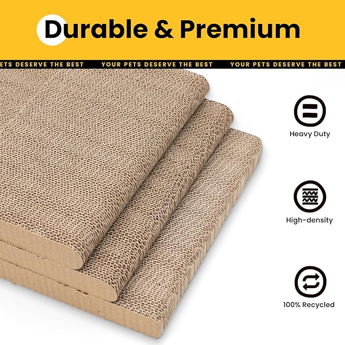 Cardboard Cat Scratcher, 26" L-Shaped Scratch Pad, Vertical Wall-Leaning Scratching Board to Protect Furniture for Indoor Cats,Wood Grain Jumbo