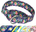 Wide 1.5 Inch Martingale Dog Collar - No Pull & Escape Proof Training Collar for Large Dogs,Adjustable Flower Pattern Thick Slip Collar (Flower,Large)