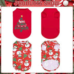 KOOLTAIL Christmas Shirts Clothes-2 Pack Dog Sleeveless Vest with Cute Printing, Soft Stretchy Breathable Cotton Pet T Shirt Apparel for Extra Small Medium Girl&Boy Dogs Puppy Cats