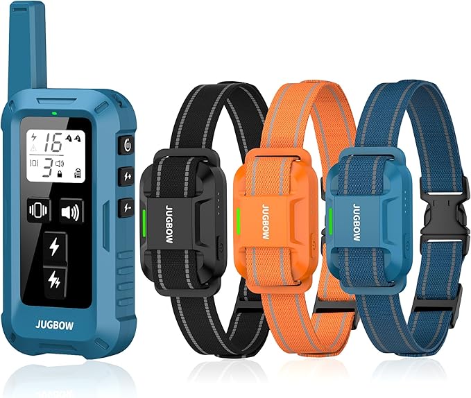 Jugbow Dog Training Collar for 3 Dogs – 4200FT Training Collars with Remote, Rechargeable IPX8 Waterproof E-Collars for Small, Medium & Large Dogs (5-120 lbs)