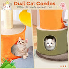 Tangkula Mushroom Cat Tree, 43 Inch Cute Cat Tower with Sisal Scratching Posts, Dual Cozy Condos, Padded Platforms, 2 Pompom Dangling Balls, Multi-Level Modern Cat Tree Tower for Indoor Cats