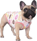 iChoue 100% Breathable Cotton French Bulldog Halloween Cartoon T Shirts Cute Clothes for Medium Dogs Vest Tank Tops Frenchie Pug Small Puppy English Boston Terrier Donuts - Large