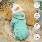 BEAUTYZOO Small Dog Hoodie Sweater with Pockets, Dog Clothes for Small Medium Dogs Boy Girl, Waffle-Like Laminated Cotton Pet Coats with Hat and Leash Hole, Mint Green S