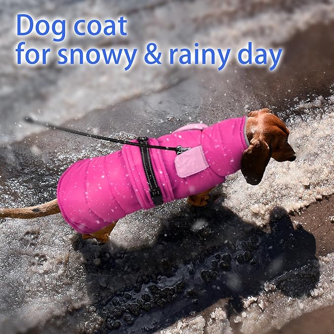 MIGOHI Cozy Small Dog Coat - Reflective Dog Coat for Small Dogs,Fleece Winter Coats Jacket for Dogs with Leash Hole,Snowproof Thick Puppy Clothes,Pomeranian,Chihuahua,XS,Rosepink