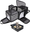 BAGLHER Expandable Cat Carrier with Travel Litter Box, Pet Travel 5 Sides Open Doors 3 Sides, Leak-Proof and Collapsible, for Car, Airplane Trip, Black