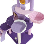 Lucky Monet Cute Cat Tower 65 Inches, Unique Cat Tree Large Tall for Indoor Cats, Purple Pink Cloud Big Cat Tree Cat Castle Mansion Condo for Large Cats Activity Trees with Scratching Post Hammock