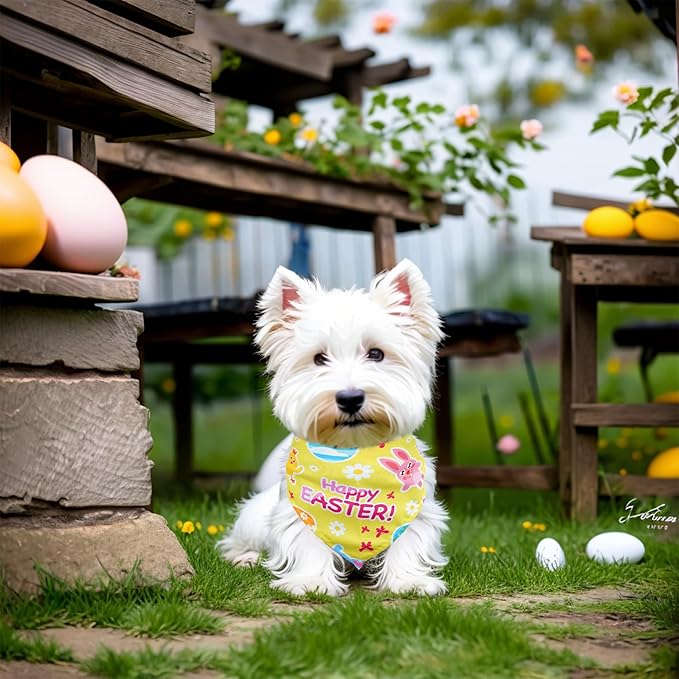 10PCS Easter Dog Bandanas for Large XL XXL Breed Dogs Triangle Bibs Scarves Boys and Girls Grooming Accessories