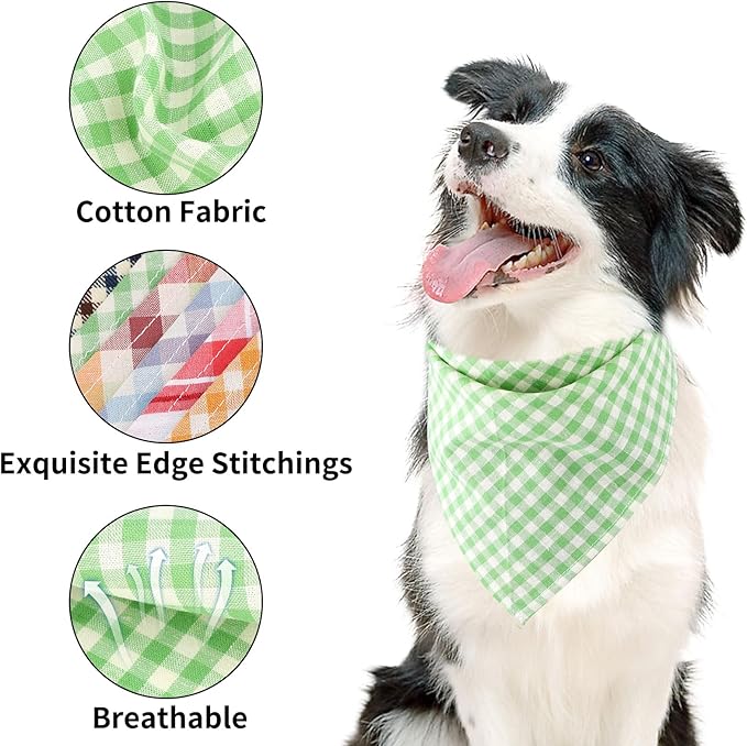 Segarty 30 Pack Pet Scarf, 22.8"x15.7" Washable Triangle Plaid Bibs Dog Bandanas Accessories Bulk for Small Medium Dogs Cats Large Puppy, Adjustable Reversible Boy Pets Birthday Kerchief