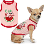 Parisian Pet Dog Shirt – 100% Cotton Shirts for Small Dogs – Pullover Sleeveless Puppy Vest – Breathable Cute Watermelon Pet Apparel – Pink Summer Dog Clothes - Stretchy T Shirts for Dogs