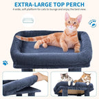 61" Large Cat Tree Tower for Indoor Cats, Heavy-Duty Multi-Level Cat Condo for Maine Coon & Big Cats with Extra-Large Perch, 2 Spacious Houses, Sisal Scratching Posts & Hanging Toys - Blue