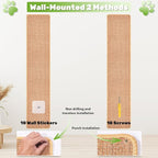 Natural Sisal Cat Scratcher Mat, Wall Scratcher Carpet, Cat Climbing Wall, Large Tall Scratching Post, Sofa Protector, Scratching Mat Pad for Indoor Cats (Brown, 78.7" Lx15.7 W, 1PC)