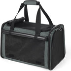 YUDODO 25 lbs Lightproof Soft Sided Pet Carrier for Large Cat & Small Dog Airline Approved Travel Puppy Carrier with Side Pockets & Reflective Mesh, Foldable Portable for Outdoor Car Grey Green