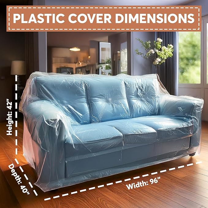 Besti Plastic Couch Cover for Pets - Clear Slipcovers for Big Sofas - Dust, Water, Dirt Furniture, Upholstery Protectors for Home, Living Room - Dog and Cat Scratch, 96x42x40