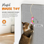 Cat Scratcher mat- Natural Sisal Cat Mat with Anti-Slip Back & Attached Sisal Mouse Toy (Gray)
