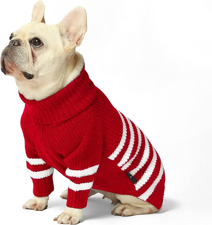 Fitwarm Valentines Dog Sweater, Thermal Turtleneck Pet Coat, Dog Winter Clothes for Small Dogs Boy Girl, Cat Apparel, Red, Medium
