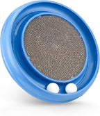 Cat Scratching Board with Balls for Cats Grinding Claw, Round Cat Scratcher Interactive Toy, Cat Ball Track Scratcher Pad for Cats Exercise Play(Blue)