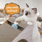 PAWZ Road Cat Scratcher, Triangle Cardboard Cat Scratcher 28.3” Large Scratch Pad 2 in 1 Cat Tunnel Scratcher with Interactive Toy Balls for Indoor Cats