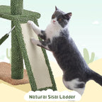 Yaheetech 63in Cactus Cat Tree, Multi-Level Tall Climbing Tower with Sisal-Covered Scratching Posts & Condo & Hammock, Pet Furniture Activity Center for Kitten