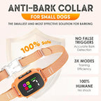 Tiny Bark Collar for Small Dogs 5-15 lbs and Puppies - No Shock Anti Barking Collar - Rechargeable Smart Collar for Dog Training with 7 Sensitivity Levels and 3 Beep&Vibration Modes (Pure Orange)