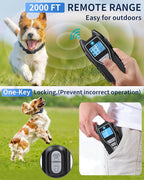 Shock Collar for Dogs 2 Dogs (15-120lbs) 2000FT Dog Shock Collar with Remote Control IPX7 Waterproof Dog Training Collar with Remote 4 Safe Modes Rechargeable Lock Flash Light for All Breeds Black