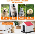 ZENY Plastic Dog House - Waterproof Dog Kennel with Air Vents and Elevated Floor All Weather Indoor Outdoor Insulated Doghouse Puppy Shelter, Easy to Assemble (Red, 28inch)