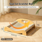 Sisal Cat Scratcher Bed for Indoor Cats, Hammock for Scratching Pad Cat, Extra-Large Sisal Scratching Post Furniture for Cat Lounger & Sleep & Scratch, 60 x 52 x 20cm