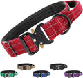 Tuff Pupper Tactical Dog Collar with Handle | Heavy Duty Adjustable Dog Collar | Military Nylon Collar for Medium Dogs | Quick-Release Buckle | Soft Padded Comfort | Training Control (Red, Medium)