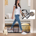 14" Height Short Dog Gate Adjustable18-48" Extra Wide Dog Gate with Small Cat Door,Pet Gate with 4 Extension Kits Pressure Mounted for Doorways & Stairs (Black, 14" Height)