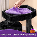 BEWISHOME Cat Tree, Gothic Cat Tree with Coffin Bed, Goth Cat Tree Tower with Scratching Posts, Cat Shelves for Kittens, Spider Toy, Black and Violet Small MMJ93Z