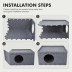 Cat Bed for Indoor Cats, Cat House for Large & Multiple Cats, Foldable Cat Bed Cave, Peekaboo Cat Hideaway, 23.6x15.8x11.8 inch, Medium Gray